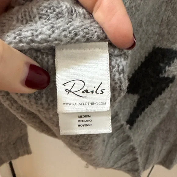Rails Gray Sweater with Black Lightning Bolts - Picture 5 of 6